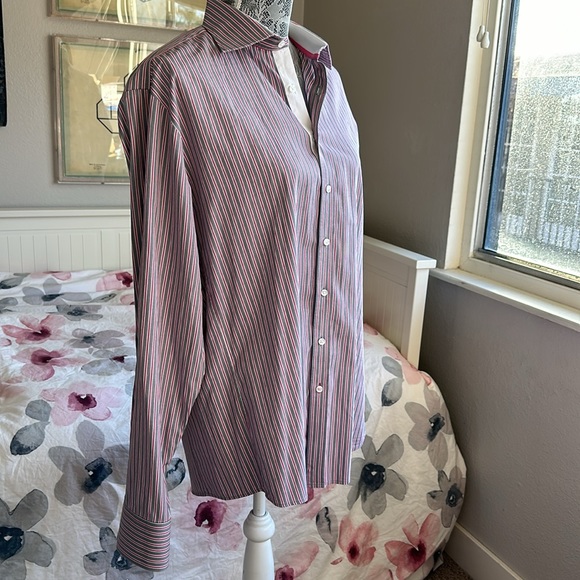 Pink Thomas Pink Slim Fit Gray & Pink long sleeve collared men’s dress shirt - Picture 6 of 14